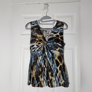 Lily Blue and Brown Blouse Chic Top